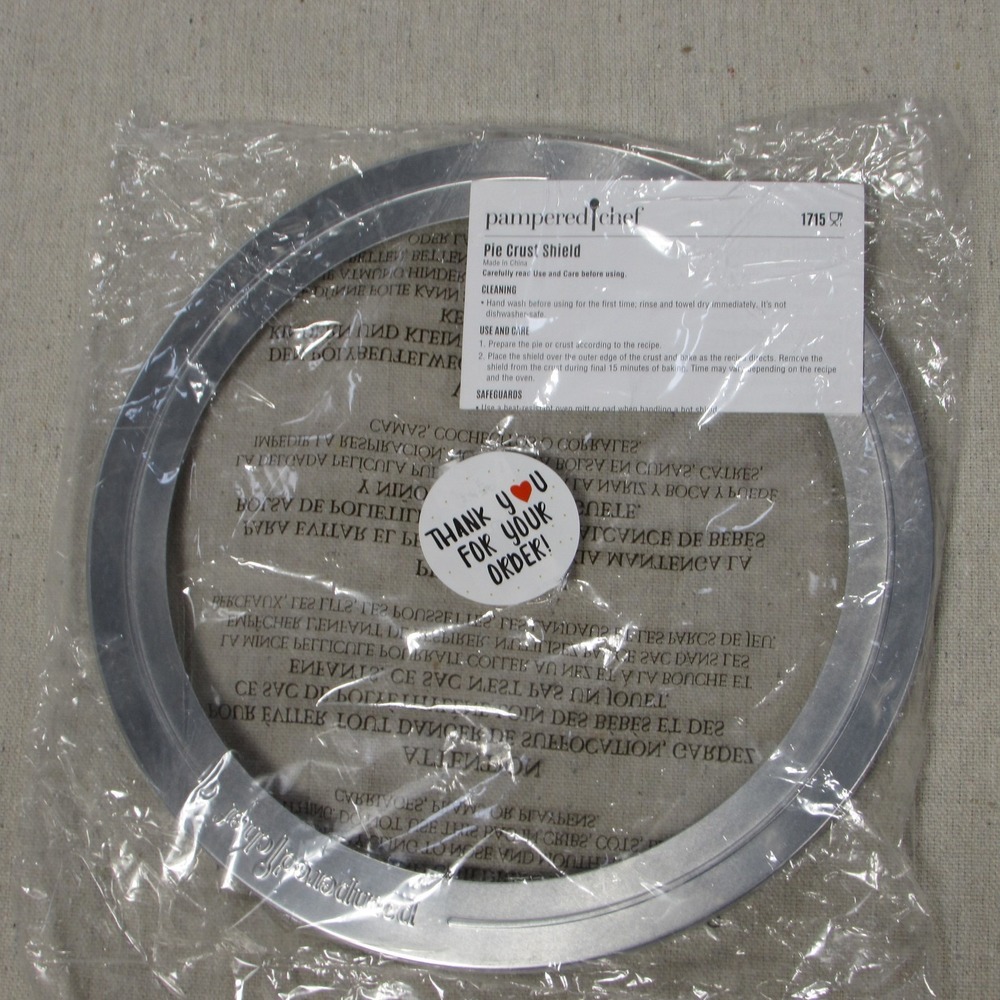 Pampered Chef 10" Pie Crust Shield Protector #1715 New Plastic Sealed Baking